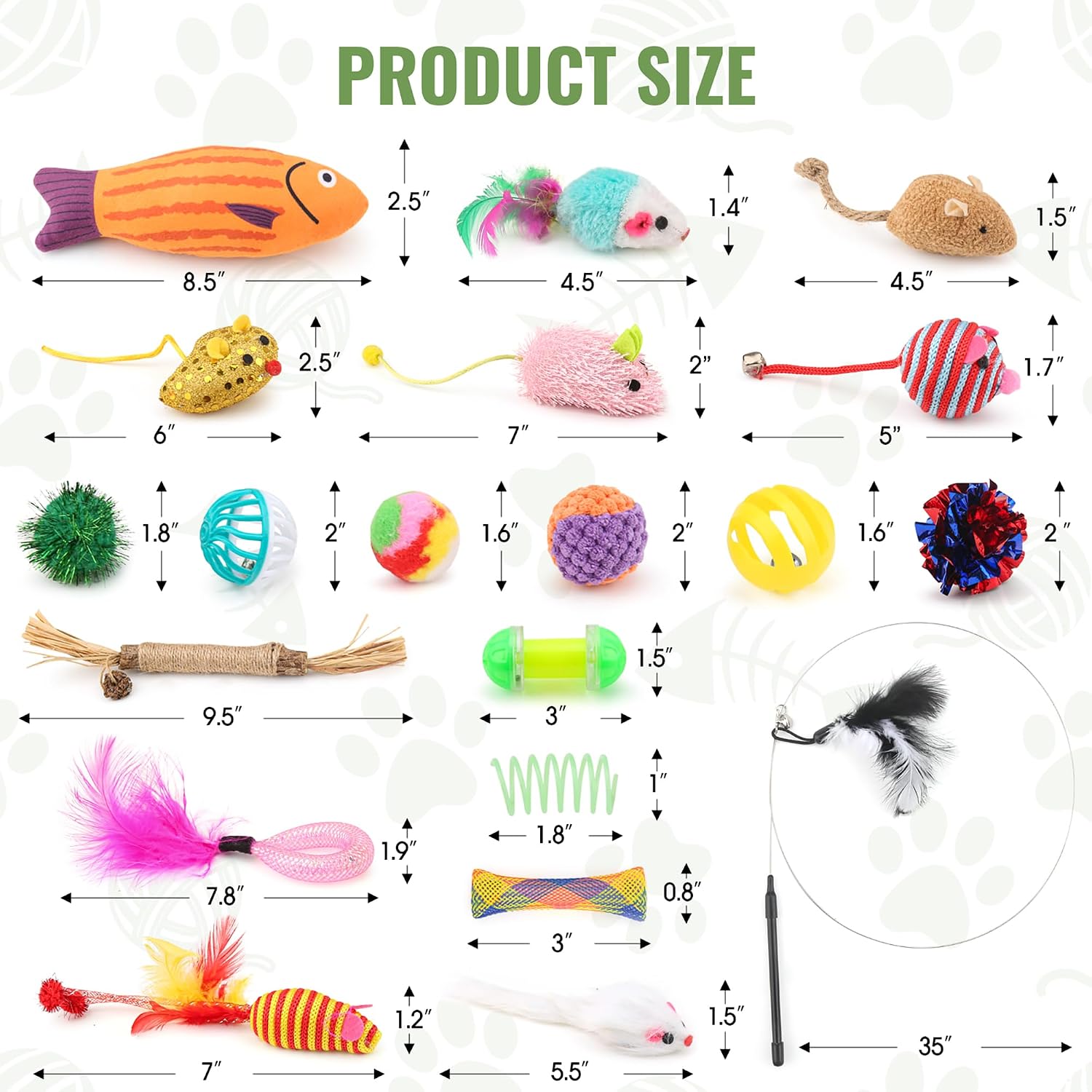 Set of 20 Fashion's Talk Cat Toys Variety Pack for Kitty 20 Pieces